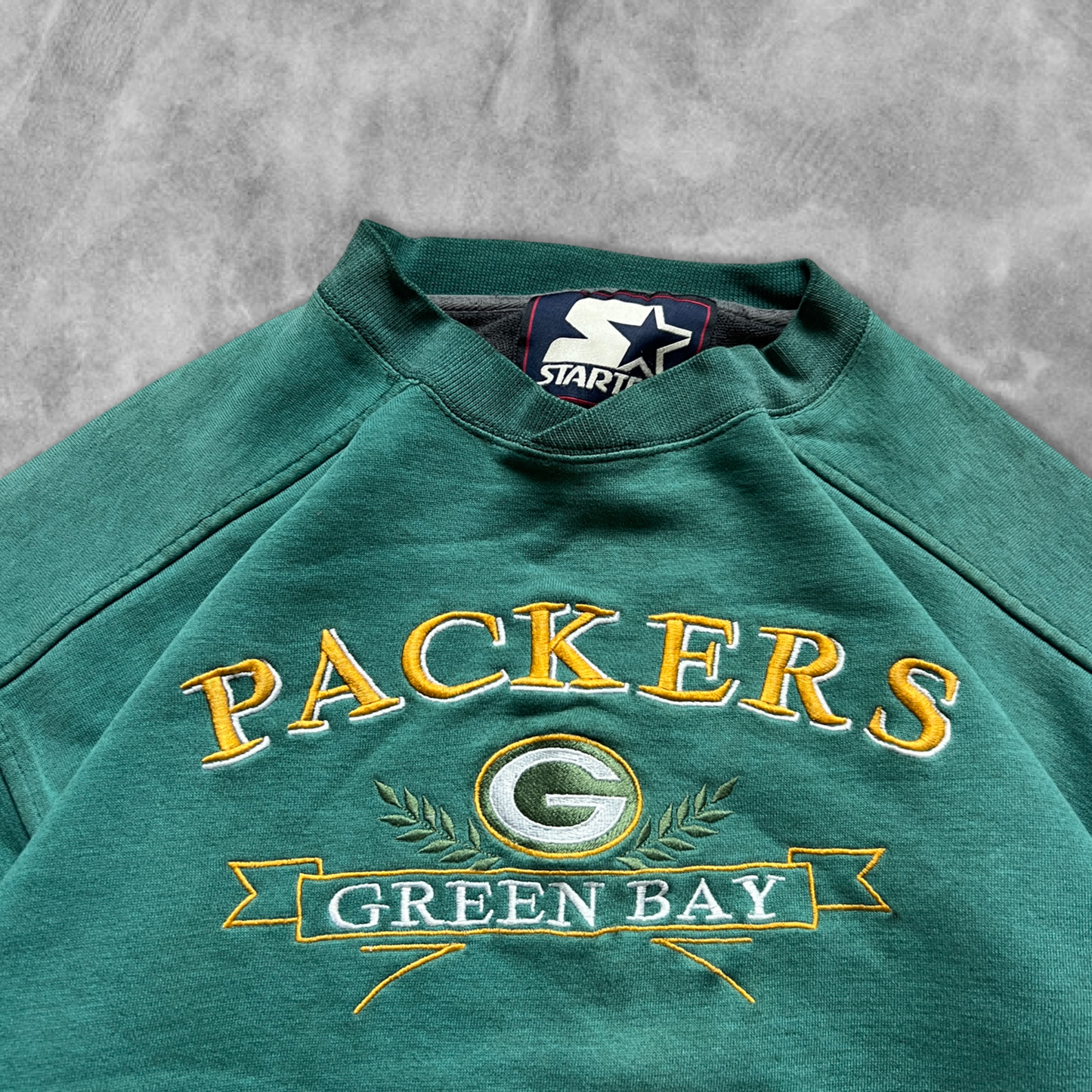 Faded Distressed Jade Green Bay Packers Sweatshirt 1990s (M)