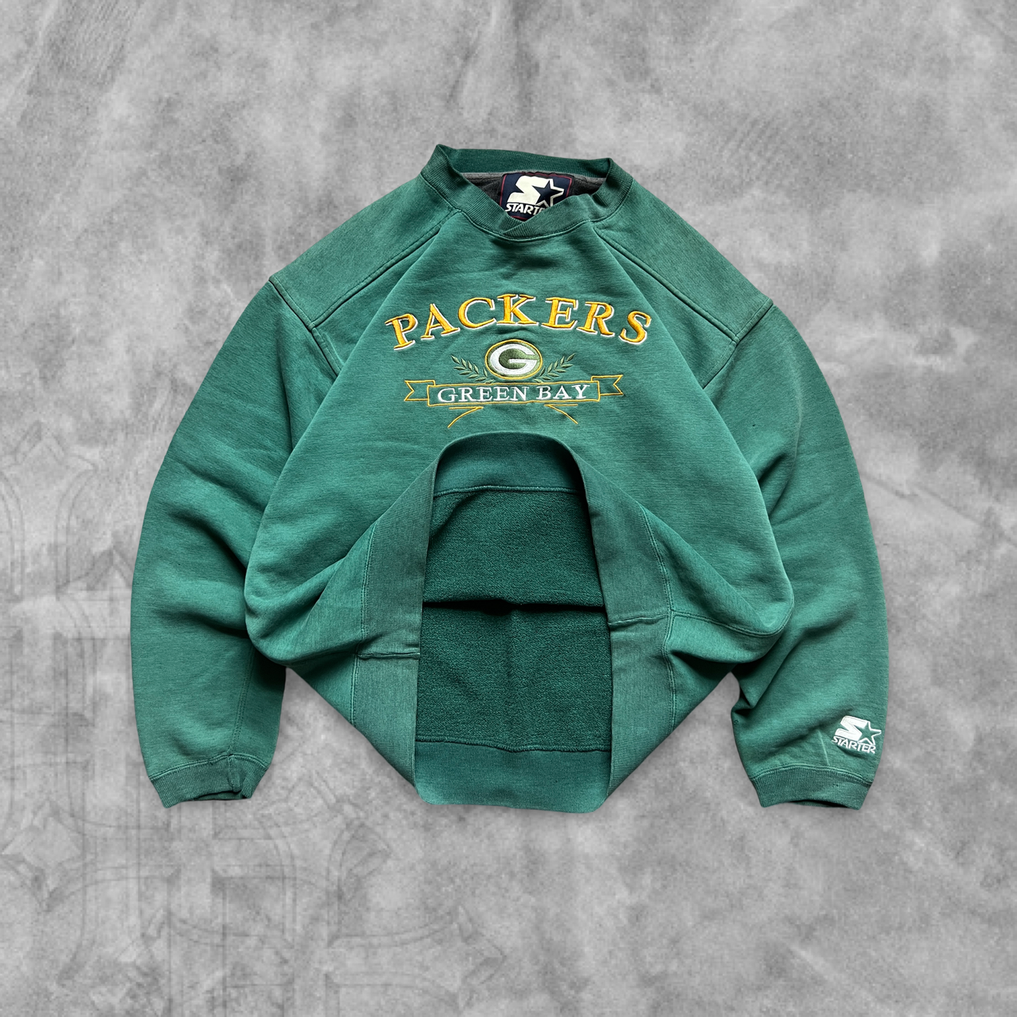 Faded Distressed Jade Green Bay Packers Sweatshirt 1990s (M)