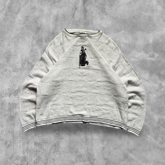 White Golf Bag Knit Sweater 1990s (M)