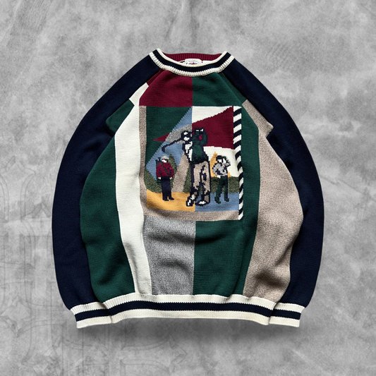 Multicolored Golf Knit Sweater 1900s (XL)