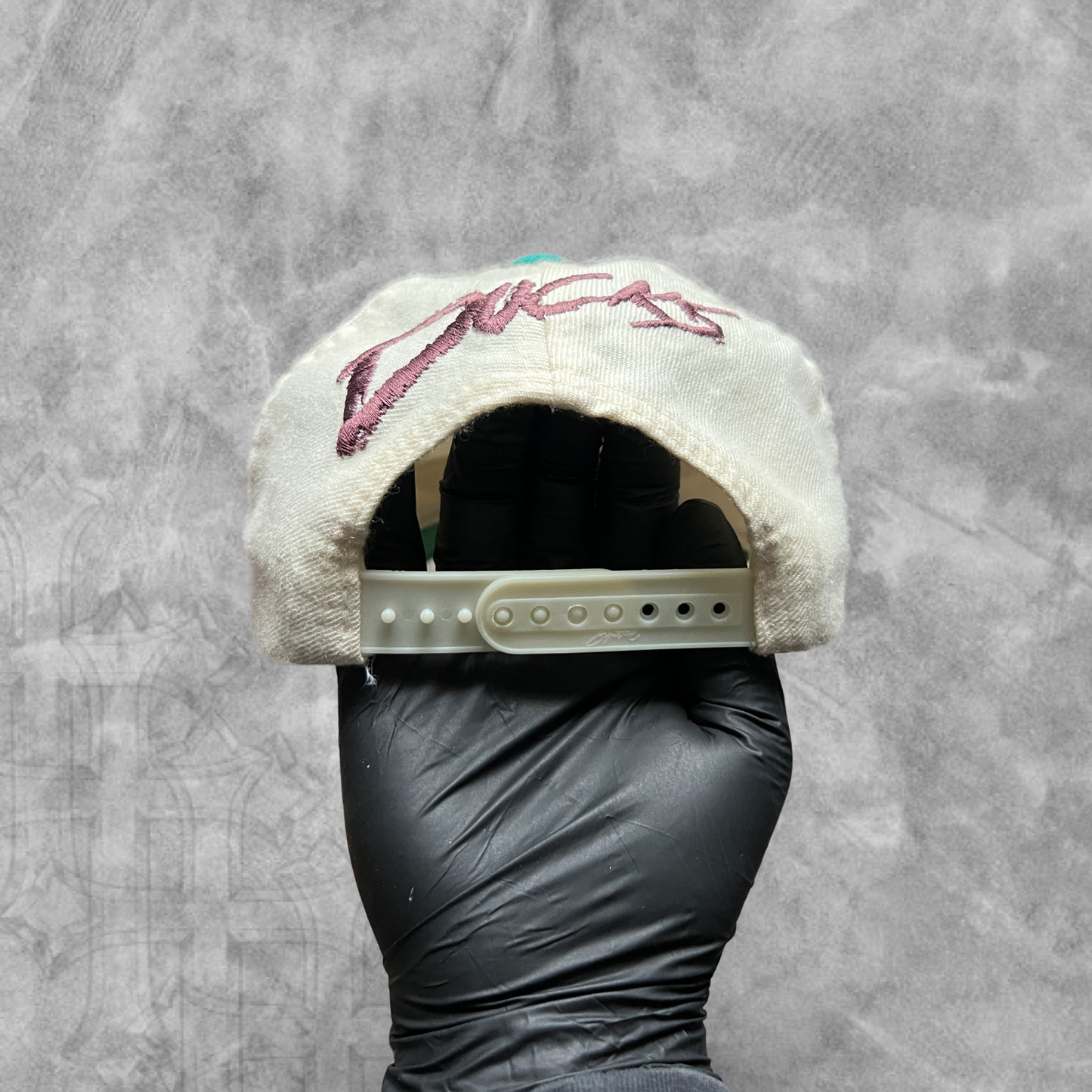 Bone White Might Ducks Script SnapBack Hat 1990s