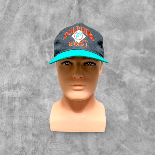 Black Miami Dolphins Logo SnapBack Hat 1990s