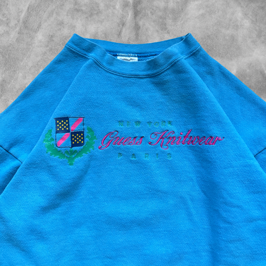 Baby Blue Guess Knitwear Sweatshirt 1990s (M)