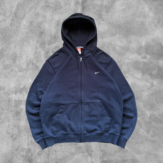 Navy Blue Nike Zip Up Hoodie 2000s (L)