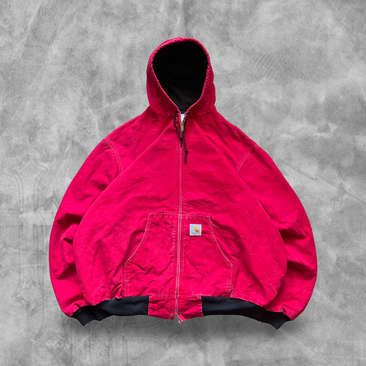 Cherry Red Carhartt Hooded Jacket 1990s (XL)
