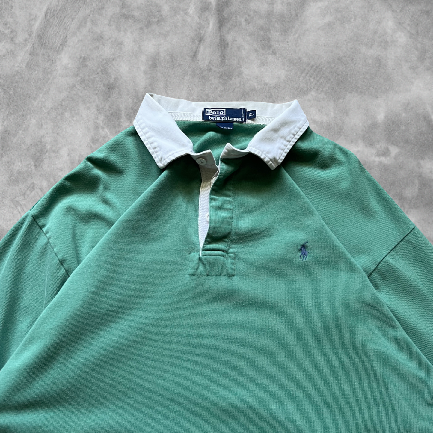 Pistachio Green Polo Rugby Shirt 1990s (XL)