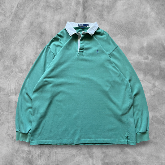 Pistachio Green Polo Rugby Shirt 1990s (XL)