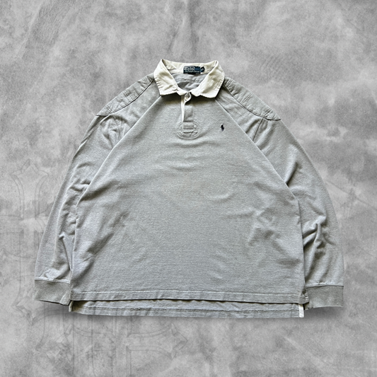 Grey Polo Rugby Shirt 1990s (XXL)