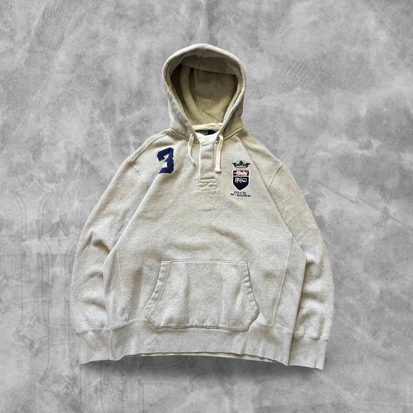 Grey Polo Rugby Hoodie 1990s (XL)