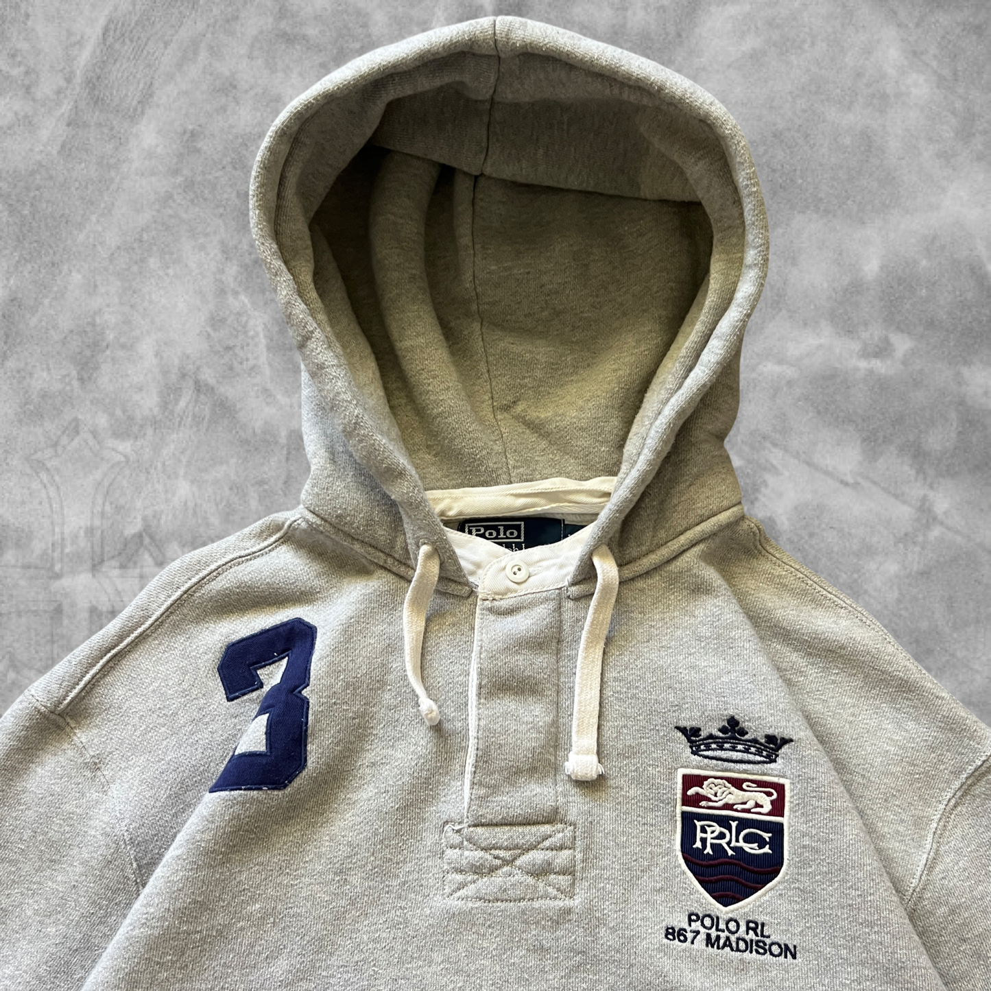 Grey Polo Rugby Hoodie 1990s (XL)