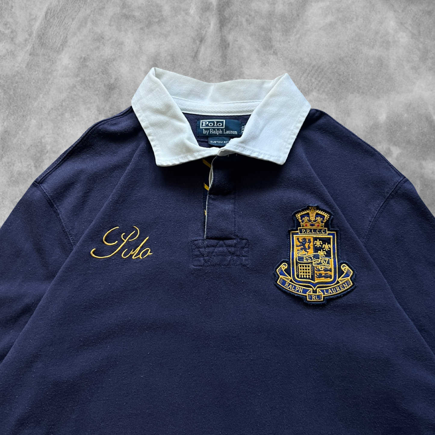 Navy Blue Polo Rugby Shirt 1990s (XXL)
