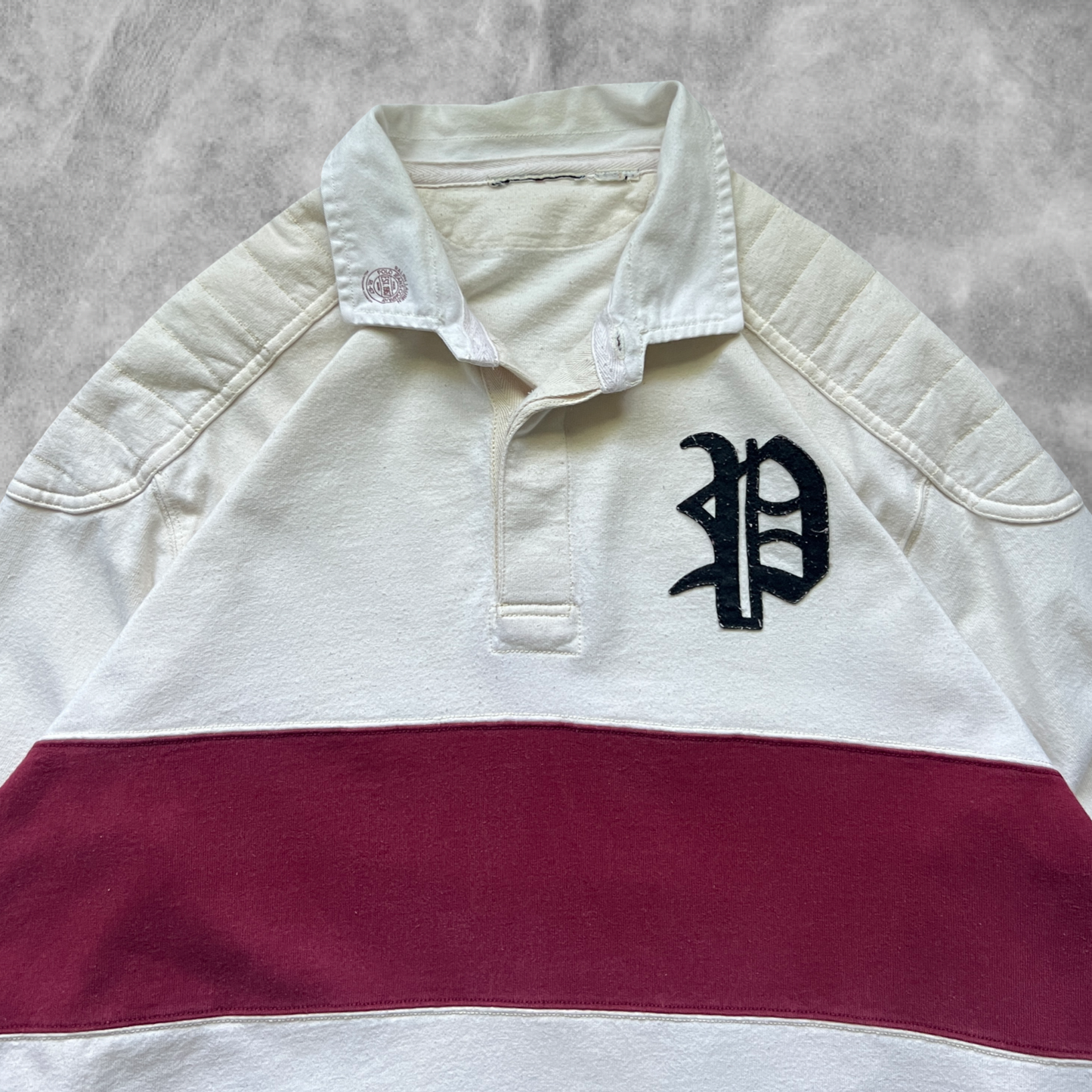 White Striped Polo Rugby Shirt 1990s (XL)