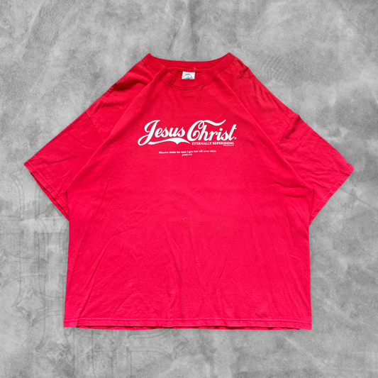 Red Jesus Christ Eternally Refreshing Shirt 2000s (XL)
