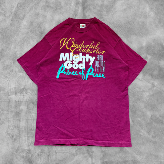 Maroon Wonderful Counselor Jesus Shirt 1990s (L)