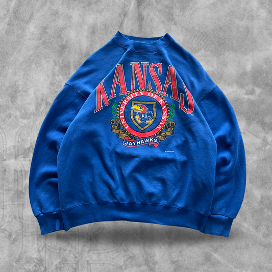 Blue Kansas Jayhawks Sweatshirt 1990s (XL)