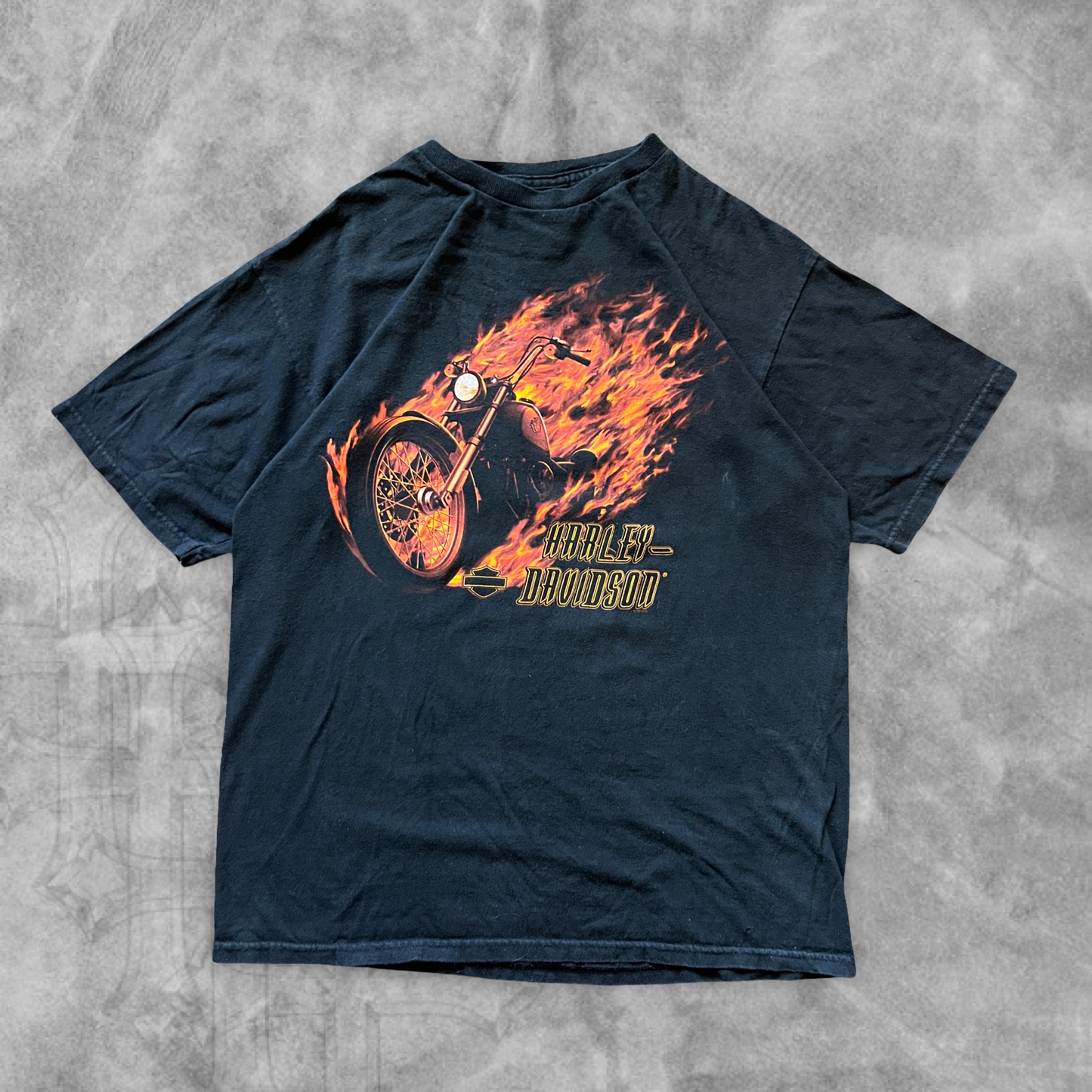 Black Flame Bike Harley Davidson Shirt 2000s (M)
