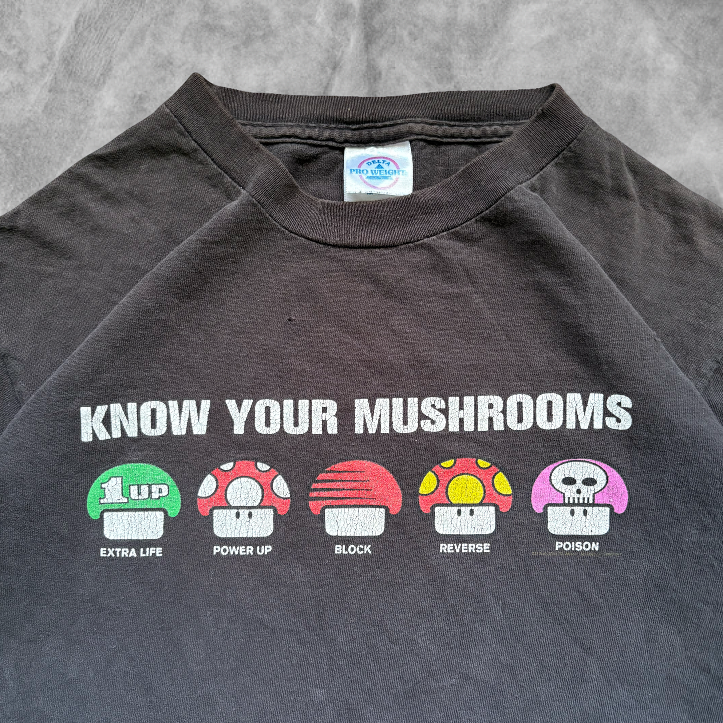 Faded Black Know Your Mushrooms Shirt 1990s (S)