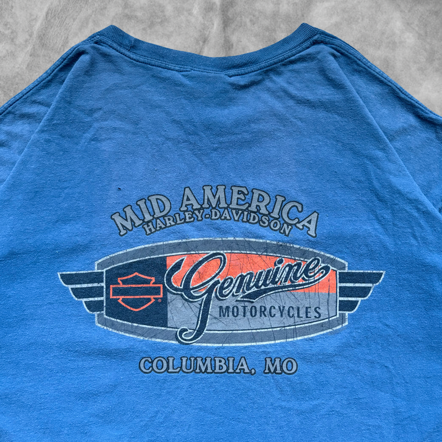 Blue Harley Davidson Lizard Rider Shirt 2000s (XXL)
