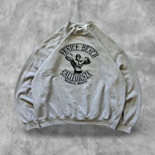 Grey Muscle Beach Sweatshirt 2000s (XL)
