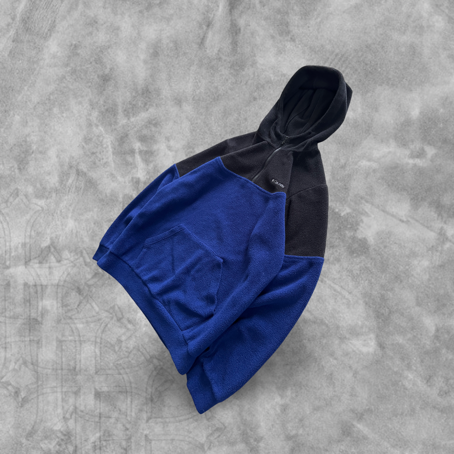 Black/Blue Columbia Fleece Hooded Jacket 2000s (XL)