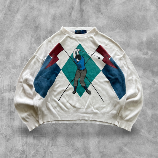 White Golfer Sweater 1990s (L)