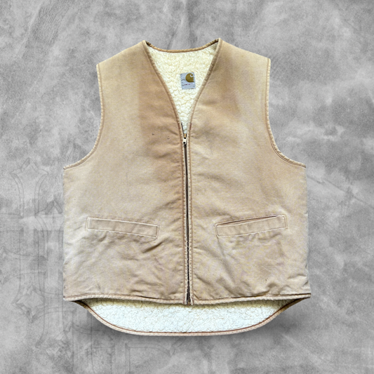Tan Carhartt Sherpa Lined Vest 1980s (L)