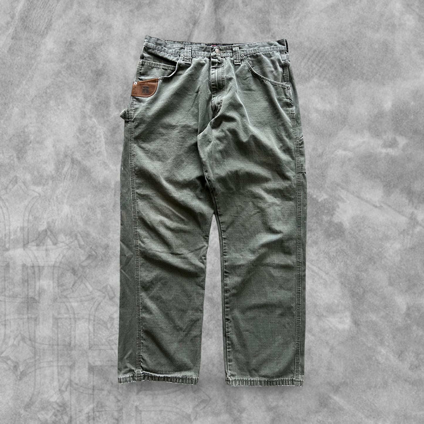 Faded Olive Green Wrangler Riggs Carpenter Pants 2000s (36x32)