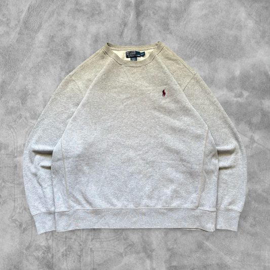 Grey Polo Sweatshirt 1990s (XL)