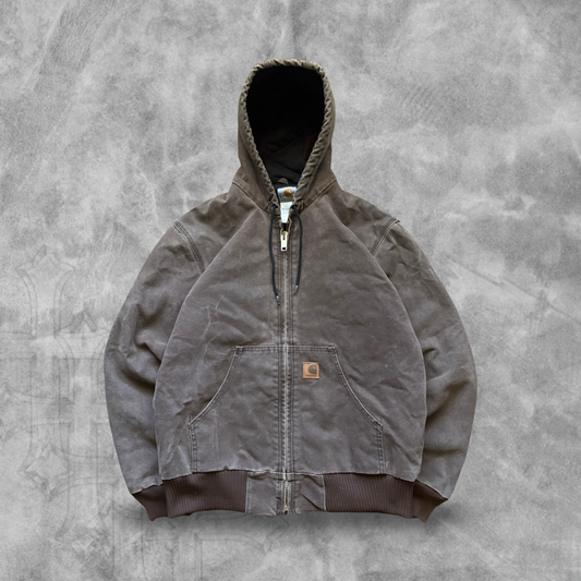 Mocha Brown Carhartt Hooded Jacket 1990s (M)