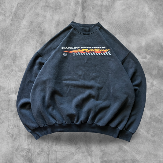 Black Harley Davidson Racing Sweatshirt 1990s (XL)