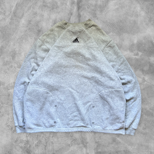 Grey Adidas Sweatshirt 1990s (XL)