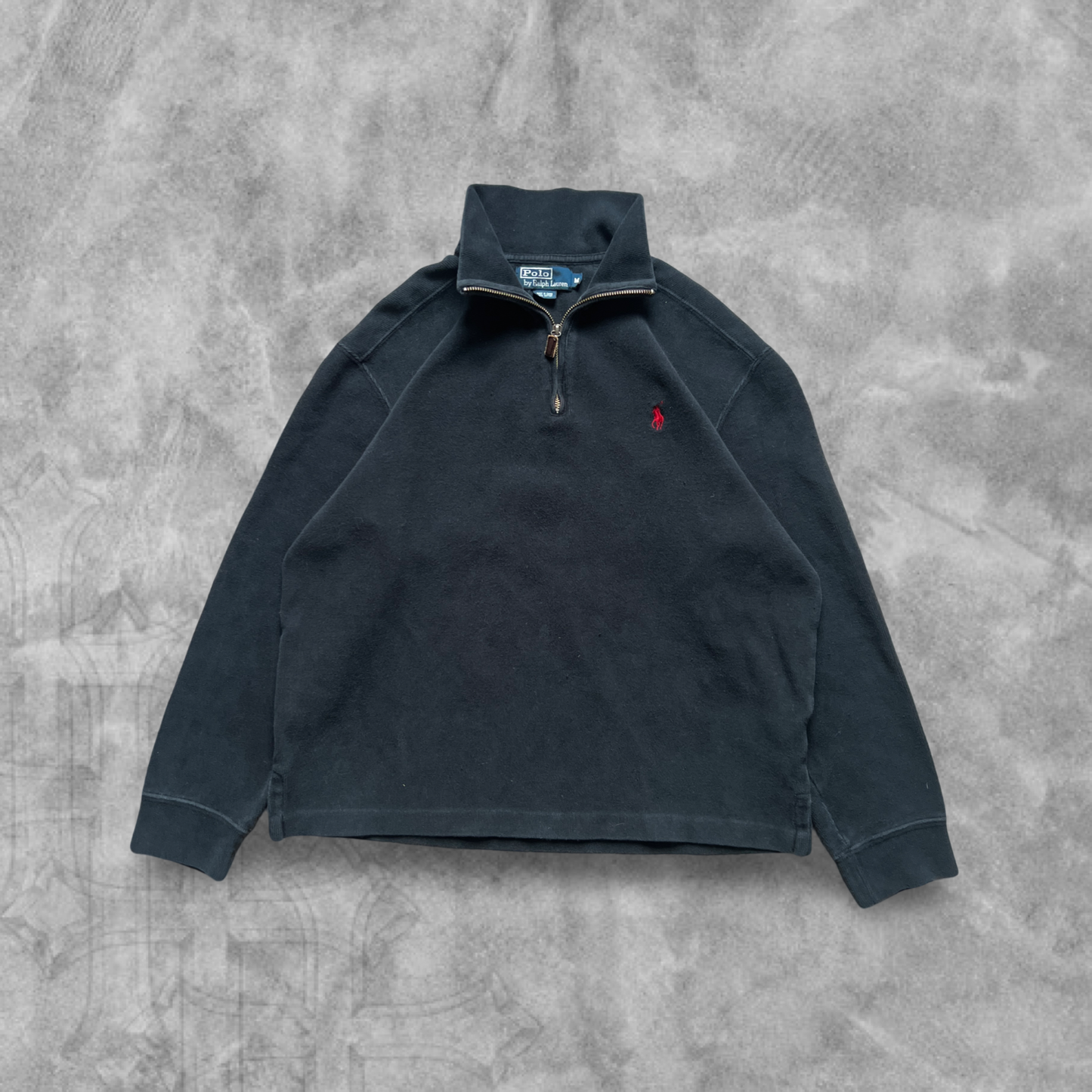 Black Polo Ralph Lauren Quarter Zip Pullover 1990s (M)