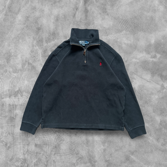 Black Polo Ralph Lauren Quarter Zip Pullover 1990s (M)