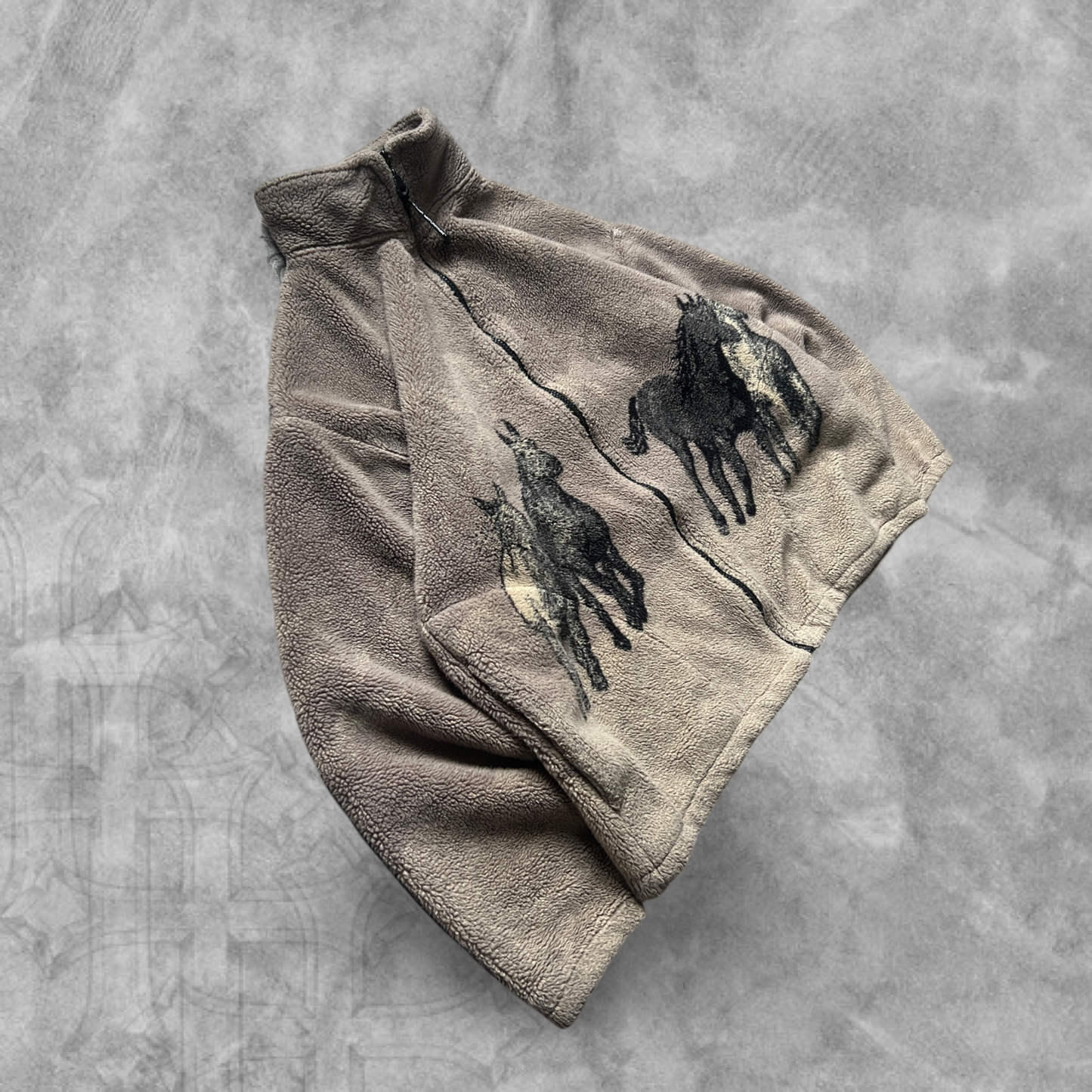 Brown Black Horse Fleece Jacket 1990s (M)
