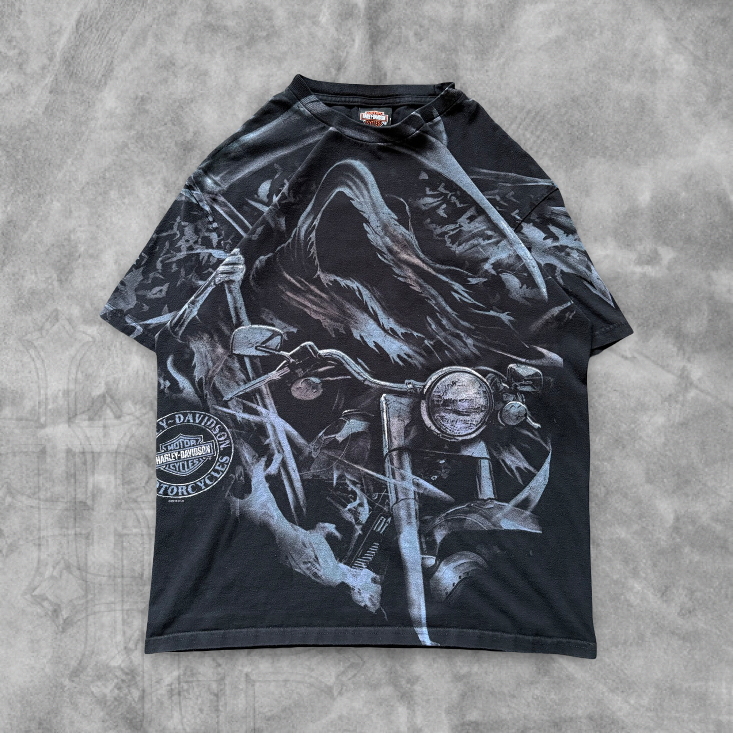 Black Grim Reaper Harley Davidson Shirt 2010s (L)