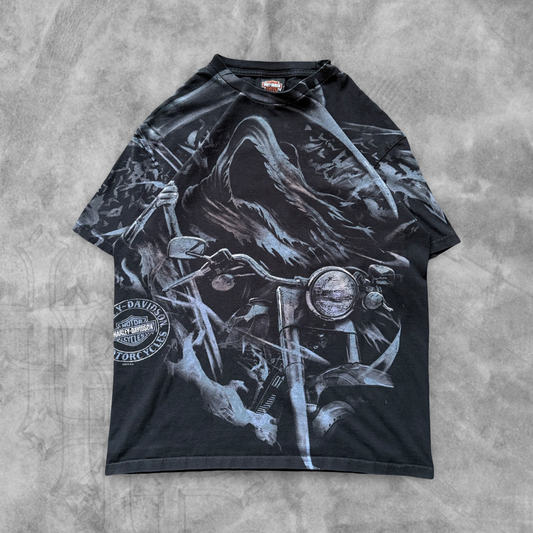 Black Grim Reaper Harley Davidson Shirt 2010s (L)