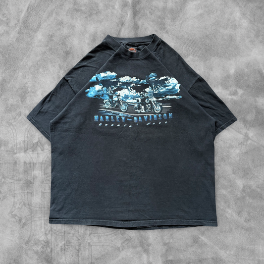 Black Runnin Free Harley Davison Shirt 2000s (XL)