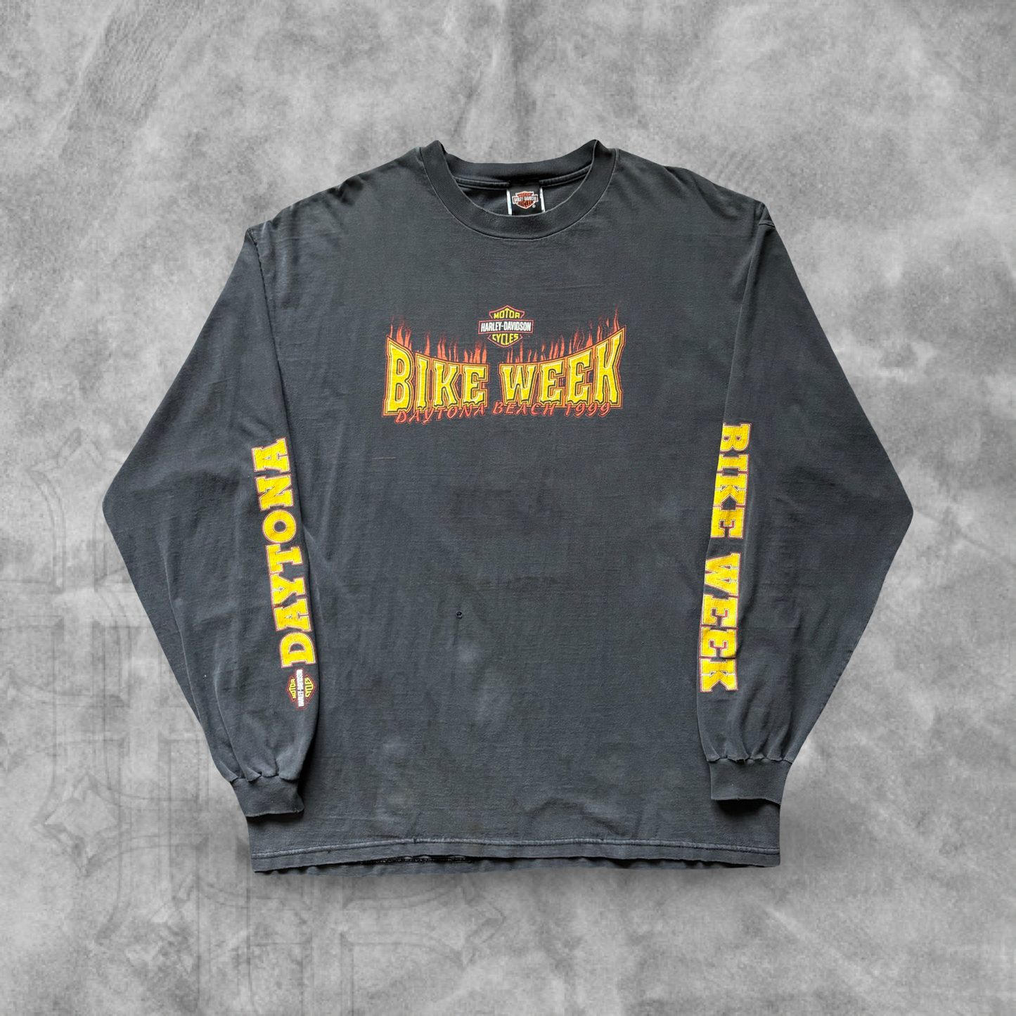 Faded Gray Harley Davidson Bike Week Long Sleeve Shirt 1999 (XL)