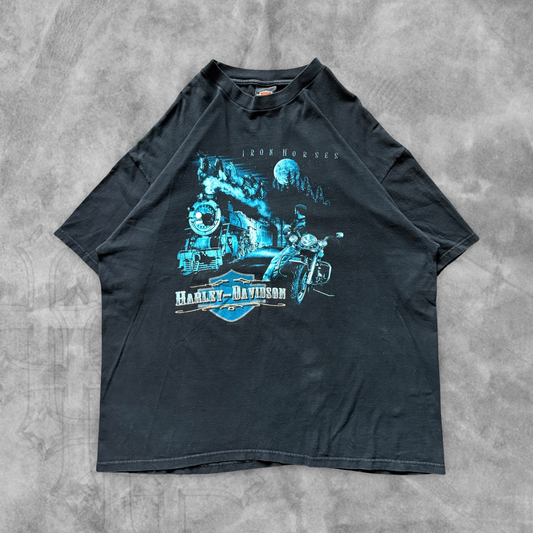 Black Iron Horses Harley Davison Shirt 1990s (XL)