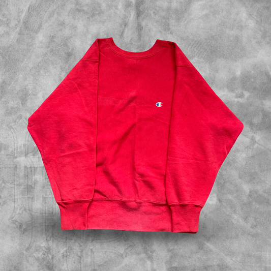 Red Champion Reverse Weave Sweatshirt 1990s (S)