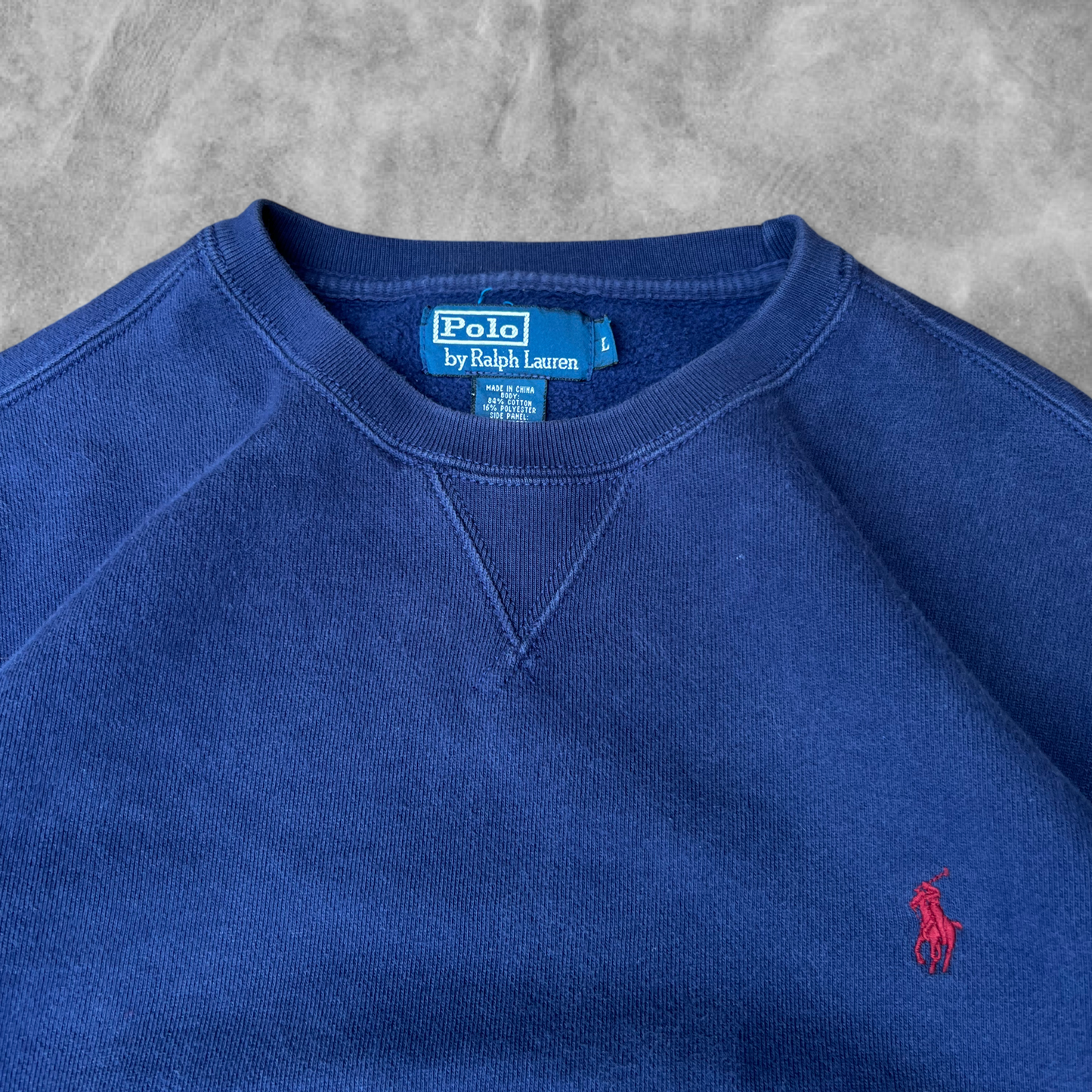 Navy Polo Sweatshirt 1990s (L)