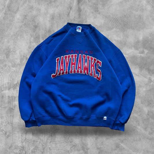 Blue Kansas Jayhawks Sweatshirt 1990s (XL)