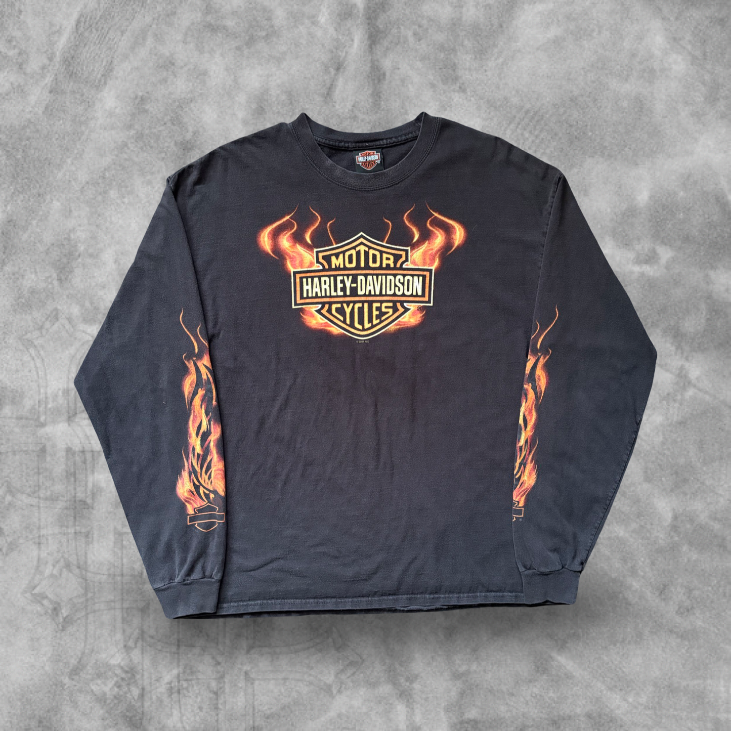 Black Harley Davison Flame Long Sleeve Shirt 2010s (L)