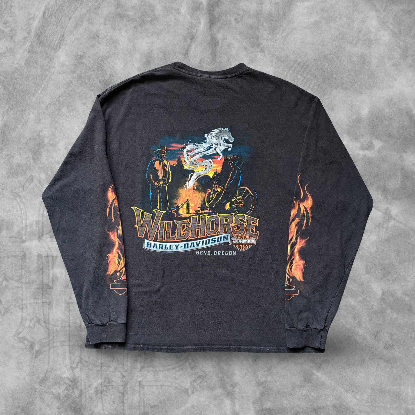 Black Harley Davison Flame Long Sleeve Shirt 2010s (L)