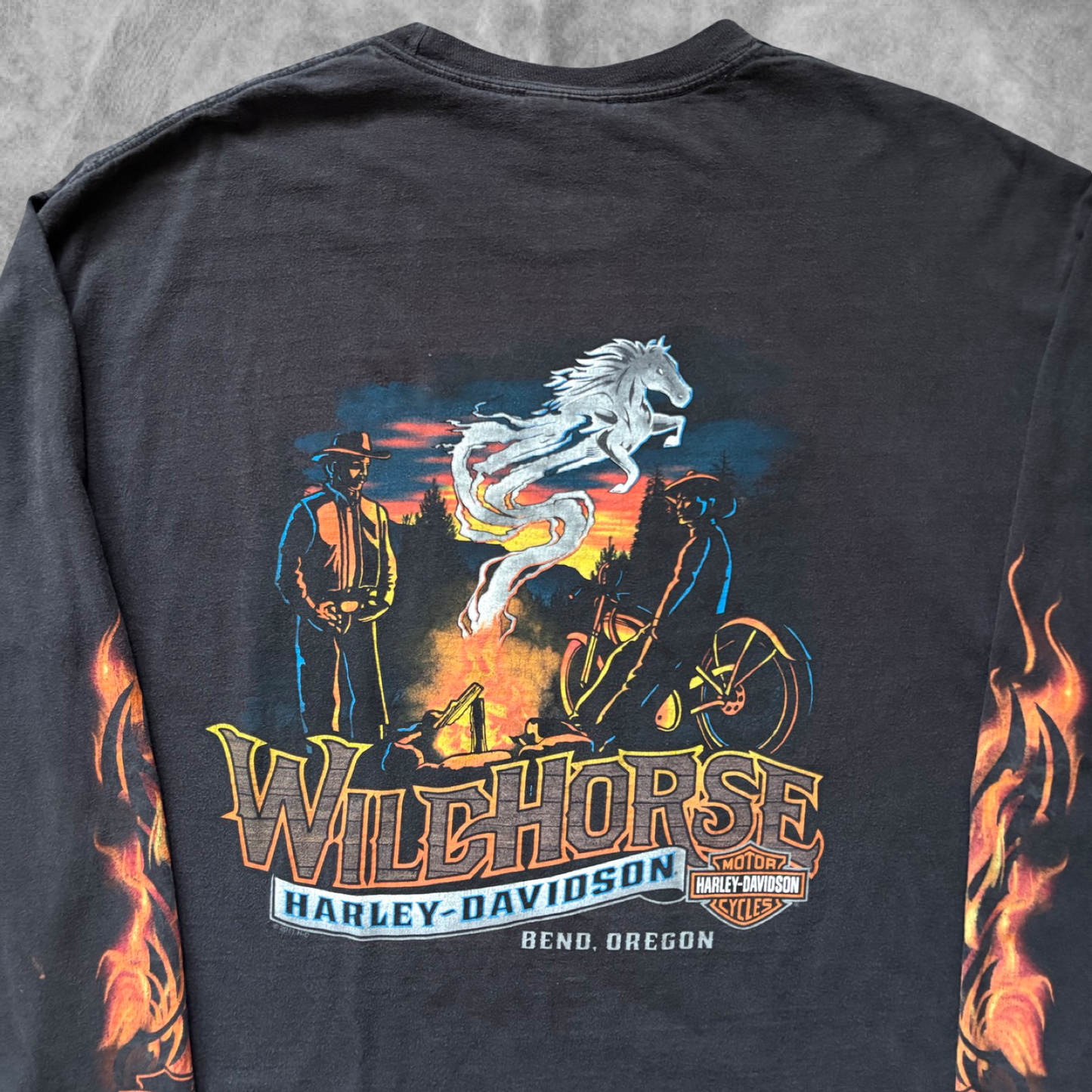 Black Harley Davison Flame Long Sleeve Shirt 2010s (L)
