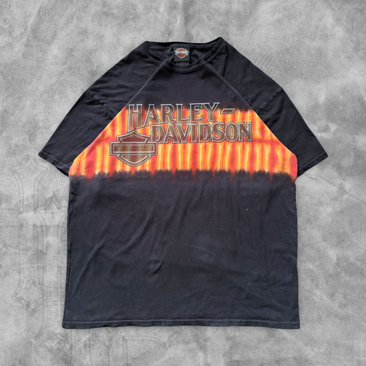 Black Harley Davison Flame Wrap Around Shirt 2000s (L)