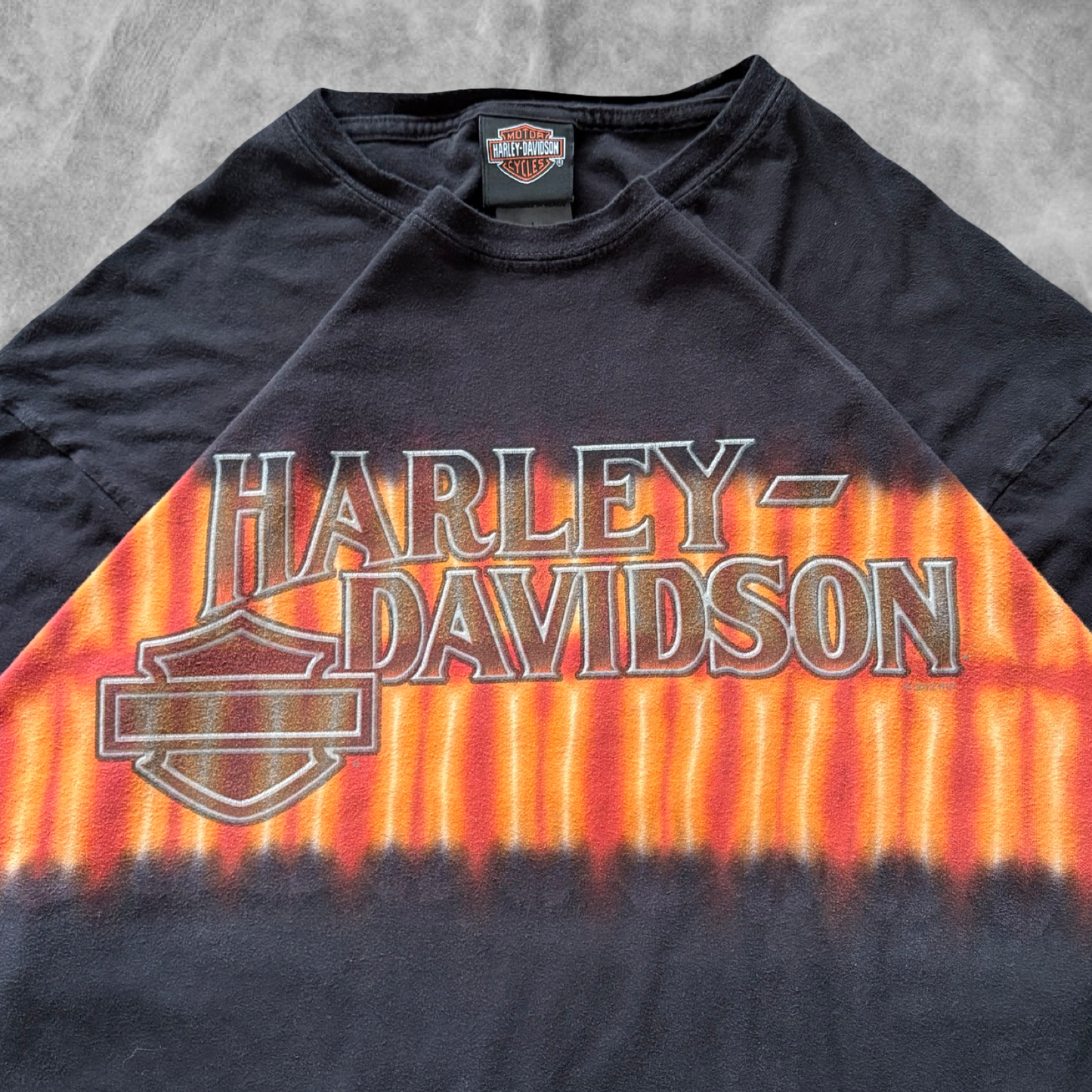 Black Harley Davison Flame Wrap Around Shirt 2000s (L)