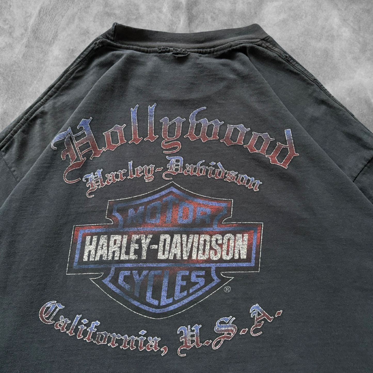Faded Black Hollywood Harley Davison Shirt 1990s (XL)