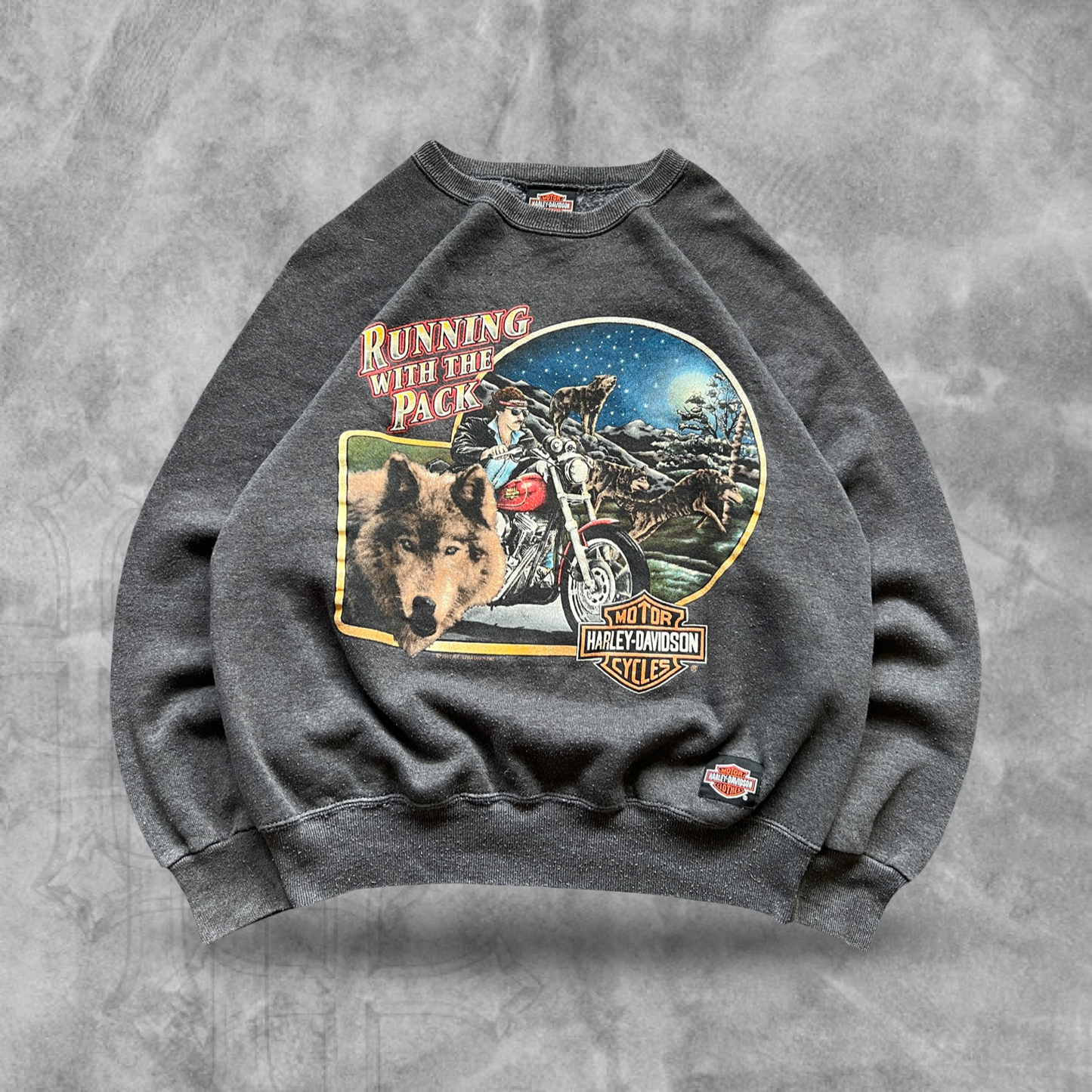 Faded Charcoal Gray Harley Davison Sweatshirt 1991 (S)