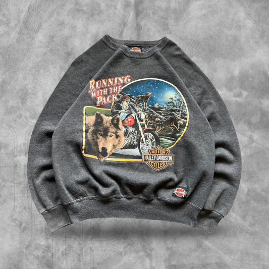 Faded Charcoal Gray Harley Davison Sweatshirt 1991 (S)